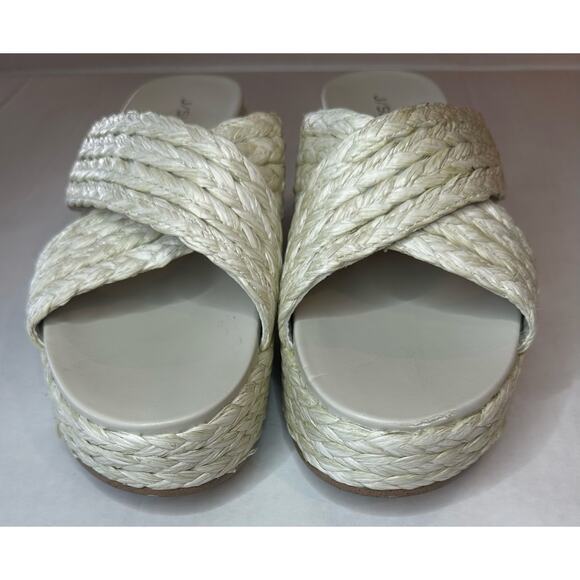 JSlides Quiver Bone Raffia wedge Sandal Women's Size 10 M white - Picture 8 of 10
